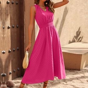 Swiss Dot Sleeveless A-Line Dress